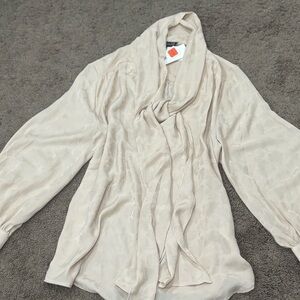 Banana Republic Cream Blouse with Scarf Detail
